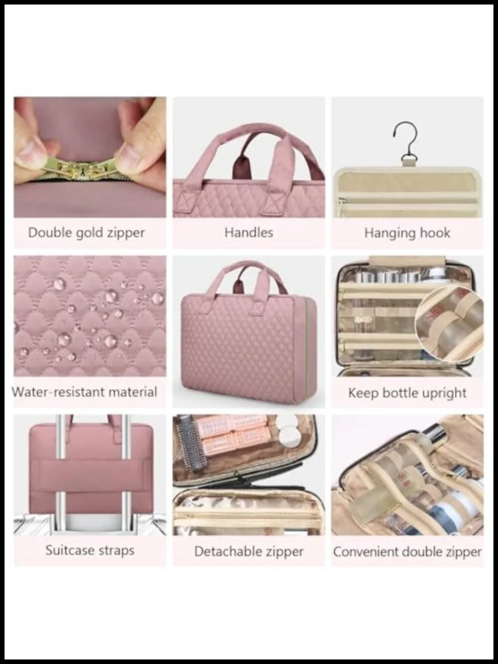 Detachable Travel Toiletry Bag - Hanging Makeup Cosmetic Organizer - Waterproof